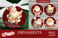 Santa | Merry Christmas | Round Christmas Ornament Product Image 1