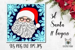 3d santa svg. Layered Chtistmas paper cut file. Product Image 1