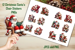 10 Christmas Santa&#039;s Chair Stickers JPEG and PNGs Product Image 1