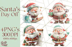 Santa’s Day Off Clipart PNG, Funny Christmas Illustrations Product Image 1