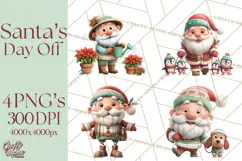 Santa’s Day Off Clipart PNG, Funny Christmas Illustrations Product Image 1
