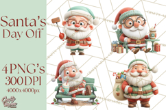Santa’s Day Off Clipart PNG, Funny Christmas Illustrations Product Image 1