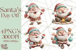 Santa’s Day Off Clipart PNG, Funny Christmas Illustrations Product Image 1