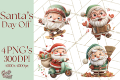 Santa’s Day Off Clipart PNG, Funny Christmas Illustrations Product Image 1