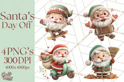 Santa’s Day Off Clipart PNG, Funny Christmas Illustrations Product Image 1