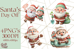 Santa’s Day Off Clipart PNG, Funny Christmas Illustrations Product Image 1