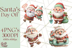 Santa’s Day Off Clipart PNG, Funny Christmas Illustrations Product Image 1