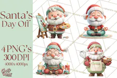 Santa’s Day Off Clipart PNG, Funny Christmas Illustrations Product Image 1