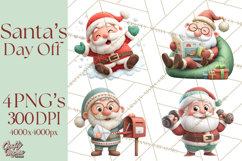Santa’s Day Off Clipart PNG, Funny Christmas Illustrations Product Image 1