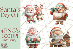 Santa’s Day Off Clipart PNG, Funny Christmas Illustrations Product Image 1