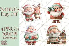 Santa’s Day Off Clipart PNG, Funny Christmas Illustrations Product Image 1