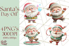 Santa’s Day Off Clipart PNG, Funny Christmas Illustrations Product Image 1