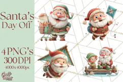 Santa’s Day Off Clipart PNG, Funny Christmas Illustrations Product Image 1
