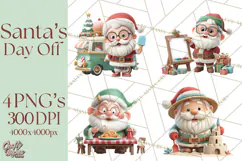 Santa’s Day Off Clipart PNG, Funny Christmas Illustrations Product Image 1