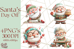 Santa’s Day Off Clipart PNG, Funny Christmas Illustrations Product Image 1