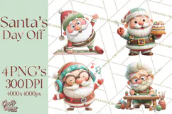 Santa’s Day Off Clipart PNG, Funny Christmas Illustrations Product Image 1
