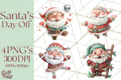Santa’s Day Off Clipart PNG, Funny Christmas Illustrations Product Image 1