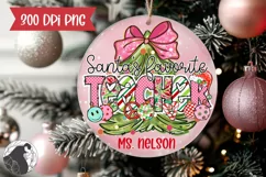 Santa's Favorite Teacher PNG, Christmas Ornament PNG Product Image 1