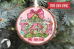 Santa's Favorite Teacher PNG, Christmas Ornament PNG Product Image 3