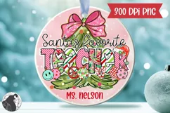 Santa's Favorite Teacher PNG, Christmas Ornament PNG Product Image 2