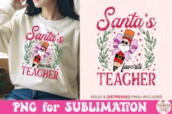 Santa's Favorite Teacher Png, Merry Christmas Product Image 1