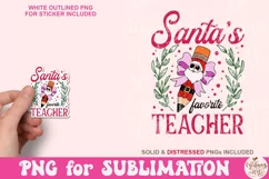 Santa's Favorite Teacher Png, Merry Christmas Product Image 3
