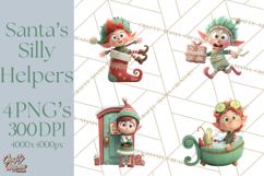 Christmas Elf Clipart, Funny Elf Clip Art, Santa Helpers PNG Product Image 1