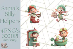 Christmas Elf Clipart, Funny Elf Clip Art, Santa Helpers PNG Product Image 1