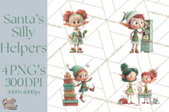 Christmas Elf Clipart, Funny Elf Clip Art, Santa Helpers PNG Product Image 1