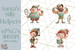 Christmas Elf Clipart, Funny Elf Clip Art, Santa Helpers PNG Product Image 1