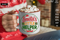 Santas Little Helper SVG | Christmas Round Sign SVG | Xmas Product Image 5