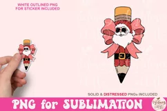 Santa's Christmas Pencil Png, Teacher Coquette Bow Png Product Image 3