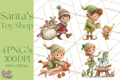 Santa&#039;s Workshop Christmas Clipart PNG &amp; Digital Clip Art Product Image 1