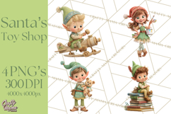 Santa&#039;s Workshop Christmas Clipart PNG &amp; Digital Clip Art Product Image 1