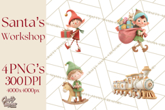 Santa&#039;s Workshop Clipart, Christmas Elf &amp; Santa Clipart Png Product Image 1