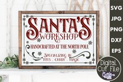 Santa&#039;s Workshop Christmas Farmhouse Sign Svg Product Image 1
