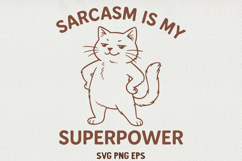Sarcastic Cat Illustration Funny Lazy Line Art Kitty SVG PNG Product Image 1