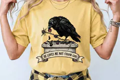 Sarcastic Anti Romance Vintage He Loves Me Not Crow PNG Product Image 3