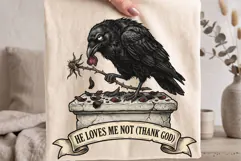 Sarcastic Anti Romance Vintage He Loves Me Not Crow PNG Product Image 1