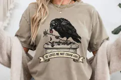 Sarcastic Anti Romance Vintage He Loves Me Not Crow PNG Product Image 2