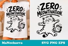 Sarcastic Cat SVG Design | Zero Meowtivation Quote Product Image 1