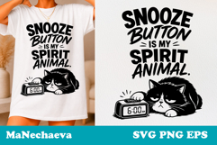 Sarcastic Cat SVG Design | Snooze Spirit Animal Quote Product Image 1