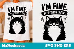Sarcastic Cat SVG Design | Everything Is Fine Quote Product Image 1