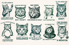 Sarcastic Cat SVG Bundle, 10 Funny Cat Quotes PNG Designs Product Image 2