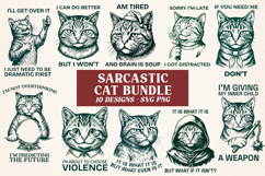 Sarcastic Cat SVG Bundle, 10 Funny Cat Quotes PNG Designs Product Image 1