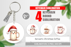 Keychain Watercolor Sarcastic Christmas Coffee Product Image 1