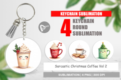 Keychain Watercolor Sarcastic Christmas Coffee Product Image 1