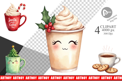 Clipart Watercolor Sarcastic Christmas Coffee Product Image 1