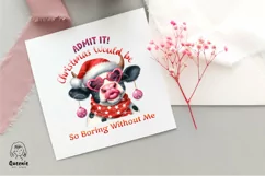 Funny Christmas Cow Pun Sublimation, Merry Xmas Png Product Image 3
