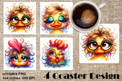 Funny duck, rooster Sarcastic Coaster Sublimation Design Product Image 1